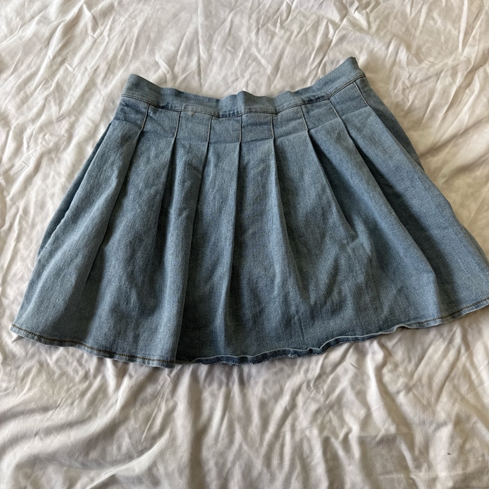 Wildcat Preppy Denim Pleated Schoolgirl Skirt